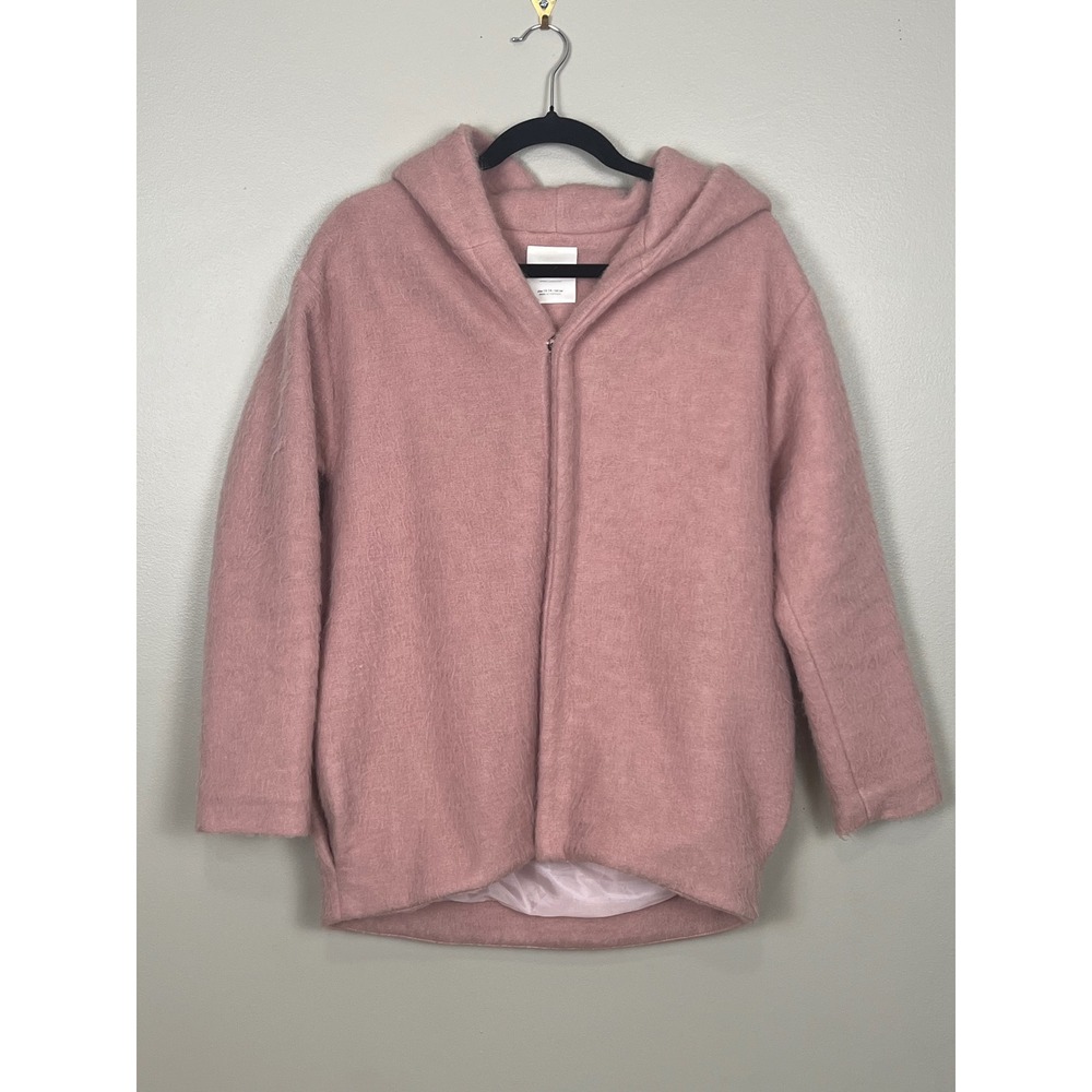 Zara Knitwear Kids Pink Mohair Blend Hooded Zip Jacket Coat 13-14 164cm 3151/700